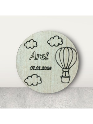 Kişiye Özel Bebek Magneti Bulut ve Balon Desenli 10'lu
