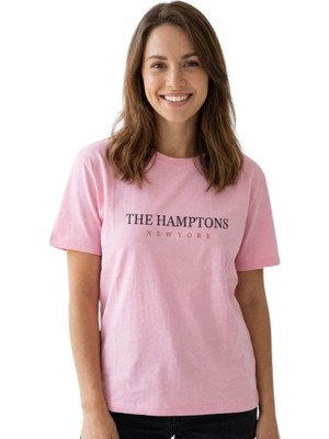Hamptons Baskı Enfield&co Kadın T-Shirt The Pembe