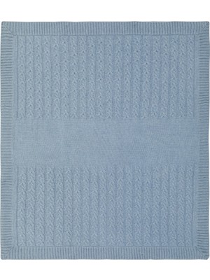 Loro Piana Saç Örgü Kaşmir Italyan Tasarımı Battaniye Mavi