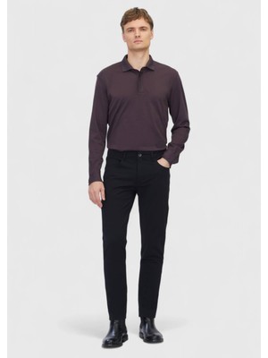 Ramsey Siyah Dokuma Slim Fit Casual Pantolon