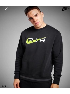Nike Sportswear Swoosh Air Graphic Fleece Crew-Neck Siyah Erkek Sweatshirt FN7692-011