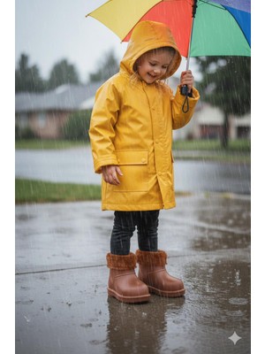 Bukond Çocuk Içi Kürklü Su Geçirmez  Hafif Kışlık Bot Çizme