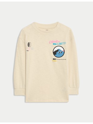 Marks & Spencer Saf Pamuk Grafik Baskılı Tişört (2-8 Yaş)