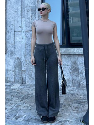 Madmext Antrasit Beli Ayarlanabilir Geniş Paça Pantolon MG2089
