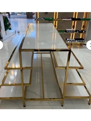 Md Vitrin Dekorasyon Gold Kaplama Mağaza Katlama Bankosu (Özel Yapım)