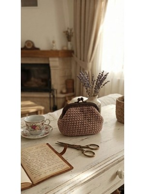 My Balli Store Kağıt Ip El Örgüsü Kahverengi Minik Cüzdan