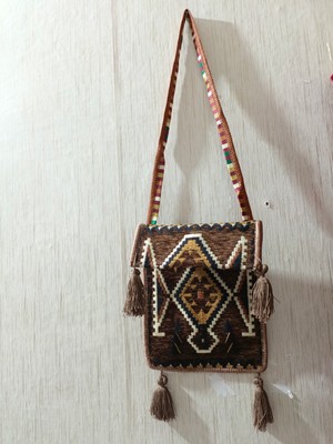 Coton Şark Köşesi Dokuma Askılı Heybe Çanta Kahverengi