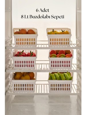Depa 6’lı Geniş Buzdolabı Organizeri Düzenleyici Çok Amaçlı Dolap Düzenleyici Beyaz 20X30X14 cm