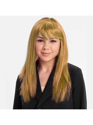 Skygo Altın Renk Düz Kesim Içi Astarlı Uzun Parti Peruğu Takma Saç