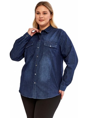 Rmg Büyük Beden Tensel Lacivert Gömlek