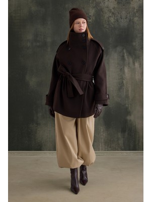 HE-QA Dik Yaka Kaban Koyu Kahve