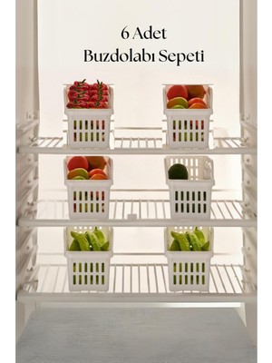 Depa 6’lı Buzdolabı Organizeri Düzenleyici Çok Amaçlı Dolap Düzenleyici Beyaz 12X30X14 CM-DNY0008-6