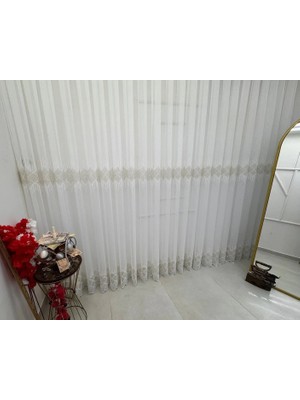 Nivemes Home Nivemeshome Elin 2573 Gold Detay 1/3 Pileli Tül Perde Apm