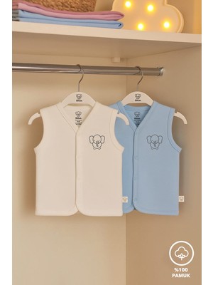 Lilalinda Bebek Çocuk Yelek 2'li %100 Pamuk Nakış Detaylı