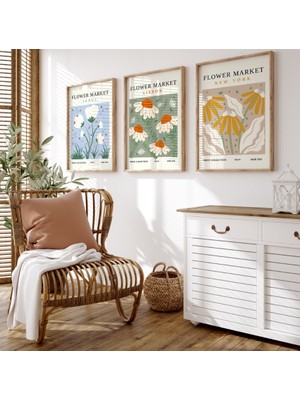 Pam Studio Flower Market 3’lü Çerçeveli Tablo Seti – Modern Çiçek Temalı Duvar Dekorasyonu