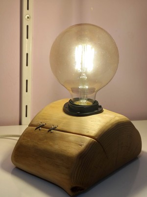 Tamamıyla El Yapımı Ahşap Dekoratif Lamba (Yanında Cata Marka Rustik Ampul ile Beraber Gönderilir)