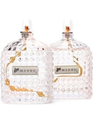 2'li Vanilya Sandal Kokulu Oval Kristal Cam Şişe Kandil Seti (2X100 Ml)