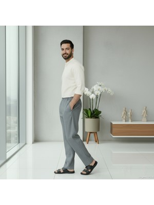 Üstün Online Hacı ve Umre Için Günlükte Şık Kesim Rahat Kalıp Erkek Şalvar Pantolon Kül Grisi -Xl
