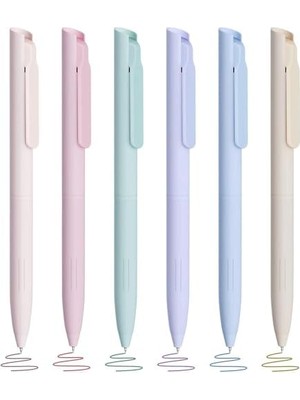 Renkli Jel Kalemler, 6 Adet Hızlı Kuruyan Pastel Mürekkep Kalemi, Lekesiz, Geri Çekmeli Akıcı Yazım Jel Kalem, 0.5mm Ince Uçlu Şık Kalem, Okul Malzemeleri Günlük Not Alma Kırtasiye