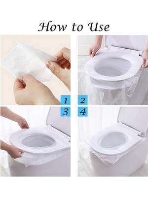 50'li Tek Kullanımlık Su Geçirmez Klozet Kapağı – Antibakteriyel Seyahat Tuvalet Örtüsü, Hijyenik Klozet Koruyucu Koltuk Pedi, Plastik Tuvalet Pedi, Otel, Avm, Kamp ve Dış Mekan Kullanımı