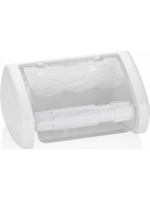 Beyaz Desenli Kapaklı Tuvalet Kağıtlığı - Dayanıklı ve Şık Tasarım, Tuvalet ve Banyo Kullanımına Uygun