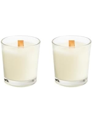 Ns-Era Dekoratif Kahve Kokulu Ahşap Fitil Doğal 40 ml Kutulu Hediyelik Mum Şat Bardak 2'li Set Mum