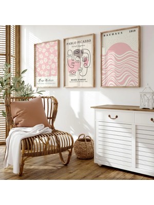 Pam Studio Matisse Picasso Bauhaus 3’lü Modern Minimal Çerçeveli Tablo Seti – Pembe Sanat Posterleri