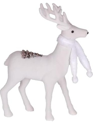 Yılbaşı Süsü Beyaz Atkılı Geyik Beyaz 30X13X45 Cm.