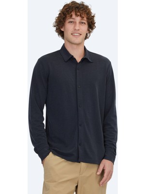Kip Siyah Düz Regular Fit Casual Gömlek