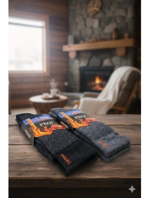Pro; Havlu Lambswool (Yün) Thermal Erkek Çorap; Asorti 12'li Paket