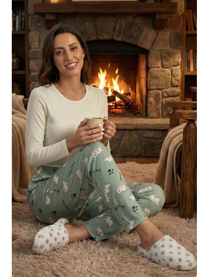 Gülseli Kadın Baskılı Bel Lastikli Pijama Altı P-00019016