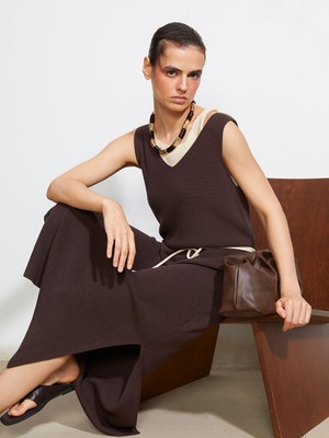 Lc Waikiki Yeni Sezon V Yaka Kadın Triko Elbise