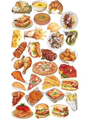 Yiyecek Temalı Laptop Tablet Telefon Ajanda Bullet Journal - Suya Dayanıklı Etiket