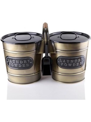 2'li Dev Boy Galvaniz Kaplama Metal Deterjan Saklama Kabı, Büyük Boy 2'li Deterjanlık