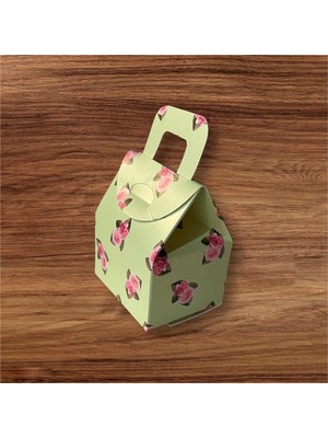 Hediyelik Çanta Gül Desenli Kutu Şeker Kutusu Kına Kutusu Lokum Kutusu 25 Adet