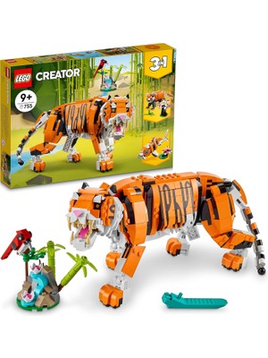 Creator 3’ü 1 Arada Muhteşem Kaplan 31129 – 9 Yaş ve Üzeri Kız ve Erkek Çocuklar Için Doğum Günü Hediyesi Fikri, Kaplan, Kırmızı ve Koi Balığı Içeren Yaratıcı Oyuncak Yapım Seti (755 Parça)