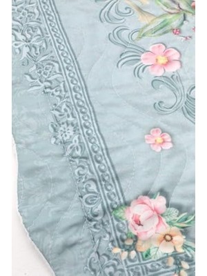 Örtüm Alice Çift Kişilik Kapitone Yatak Örtüsü Takımı - Mavi