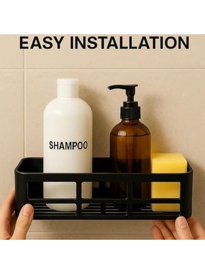 2 Adet Yapışkanlı Banyo Organizer Duş Rafı – Delmeden Montaj, Su Geçirmez Banyo ve Mutfak Duvar Organizeri,suya Dayanıklı Pratik Saklama Rafı 12X27X6.5 cm