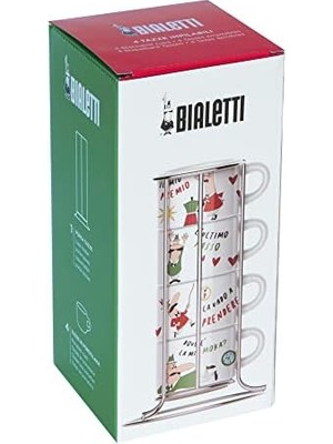 - 4'lü Istiflenebilir Cappuccino Fincan Seti - Karma Renkli - Porselen