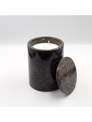 No: 2 Mermer Mum Oryantal ve Odunsu Kokulu Tasarım Dekoratif Mermer Soya Mumu - 220GR (Siyah)