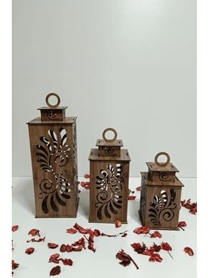 Ahşap Dekoratif Mumluk Kahverengi 3