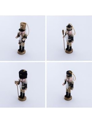 Yılbaşı Süsü Kurşun Asker Seti, 13 Cm, Siyah 4 Adet