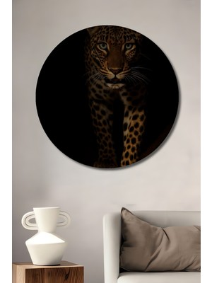 Petmudo AVM  Ormanın Sultanı Yağlı Boya Görünümlü Ahşap Dekoratif Tablo Yuvarlak Duvar Tablosu