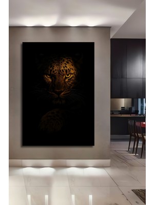 Petmudo AVM Kükreyen Kaplanın  Bakışı Yağlı Boya Görünümlü Modern Sanat Ahşap Tablo Çerçeve Görünümlü