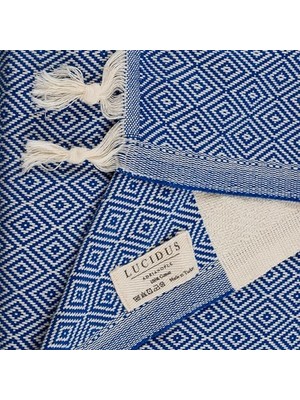 LUCIDUS®%100 Organik Pamuk – Hızlı Kuruyan, Kum Tutmayan Plaj & Banyo Havlusu | Premium Türk Havlusu, Oeko-Tex Sertifikalı (Saksmavi)