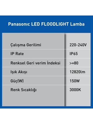 LED Floodlıght 150W 12820LM 3000K Kelvin-Sarı Işık