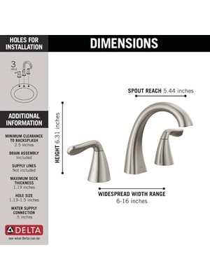 Arvo Yaygın Banyo Bataryası Fırçalanmış Nikel, Banyo Bataryası 3 Delikli, Banyo Lavabo Bataryası, Tahliye Grubu, Spotshield Paslanmaz 35840LF-SP