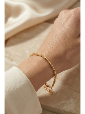 Aurrari Altın Kaplama Çizgili Ince Dorika Ayarlanabilir Bileklikbileklik