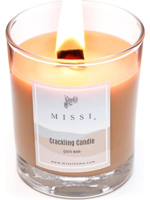 Ahşap Fitilli Dark Kokulu Kahverengi Craklıng Vegan Mum (Çıtırtılı)