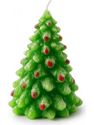 Ağacı Şekilli Dekoratif Mum – El Yapımı Koku Yaymayan Yılbaşı Temalı Masa ve Ev Süsü Mum (Tekli)